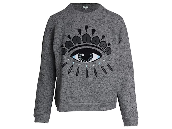 Kenzo Eye besticktes Rundhals-Sweatshirt aus grauer Baumwolle  ref.899850