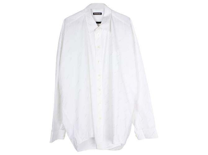 Balenciaga All Over Logo Shirt en algodón blanco  ref.899869