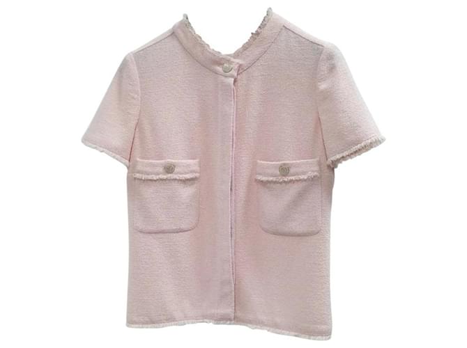 Chanel 08C 2008 Runaway Collection Pink Wool Boucle Short Sleeves Jacket  ref.899918