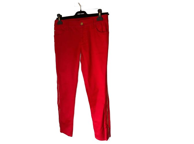 Calças Louis Vuitton Cruise Vermelhas de Algodão Vermelho