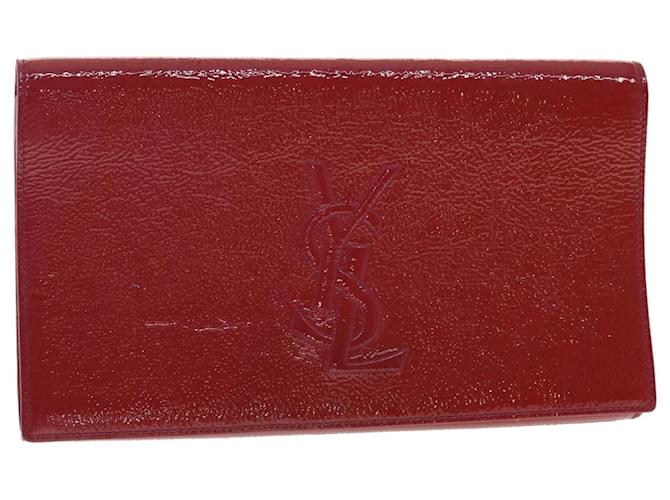 SAINT LAURENT Clutch Bag Patent Leather Red Purple Auth yk6626  ref.899980