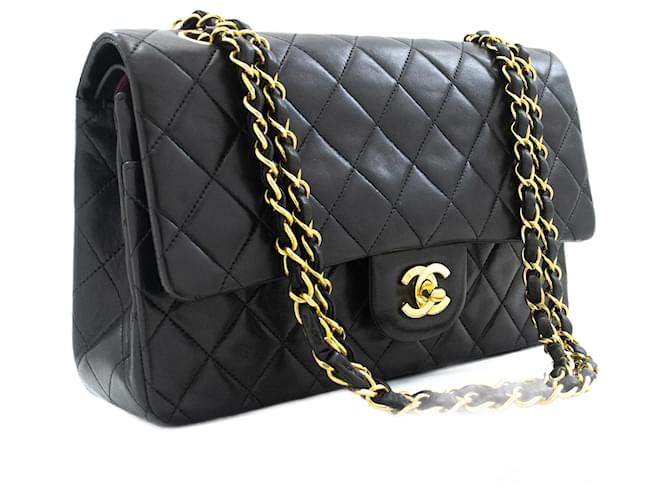 CHANEL Classic Double Flap 10 Chain Shoulder Bag Black Lambskin Leather ref .900015 - Joli Closet