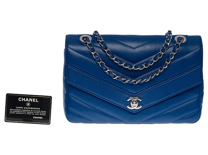 Sac Chanel Timeless/Clássico em Couro Azul - 101217  ref.900051