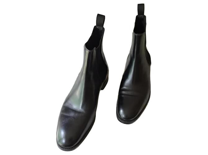 Santoni Boots Black Leather  ref.900055
