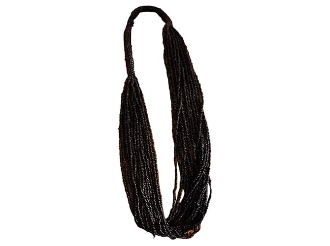 inconnue Necklaces Dark brown Pearl  ref.900102
