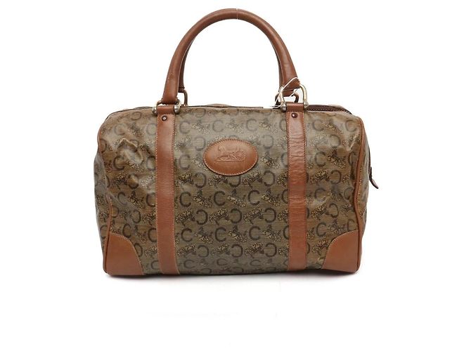 Big Bag Céline Celine Macadam Blason Carriage Vintage Boston Sac à main Marron