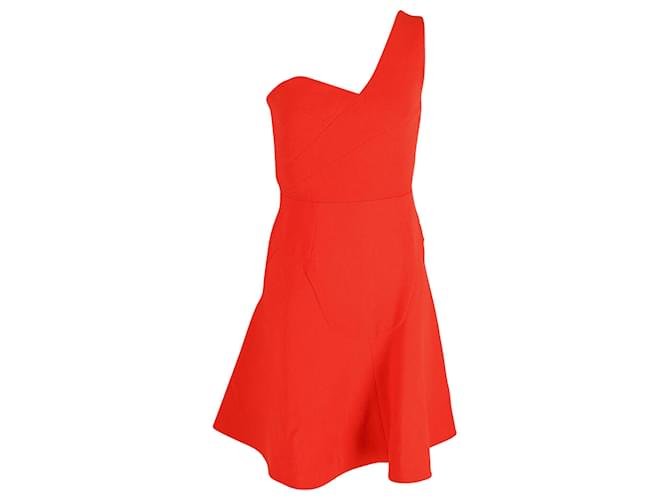 Roland Mouret One-strap Flared Mini Dress in Orange Wool  ref.900118