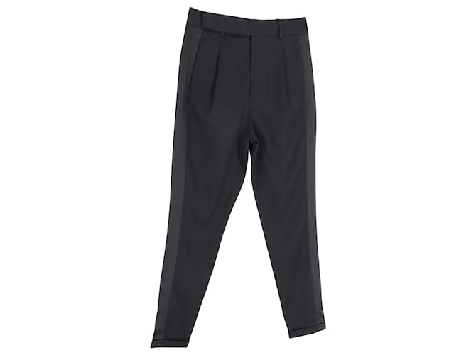 Pantalones de lana negra con pliegues delanteros de Saint Laurent Negro  ref.900130