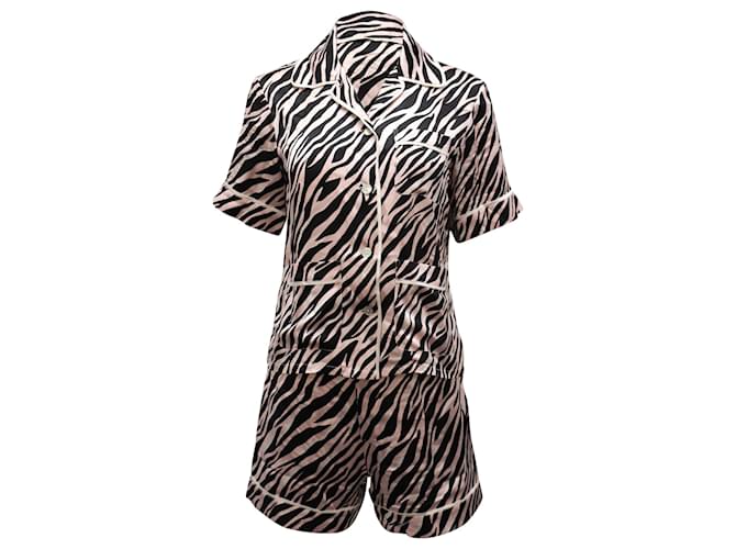 Autre Marque Olivia Von Halle Millicent Zebra-Print Pajama Set in Pink Silk  ref.900132