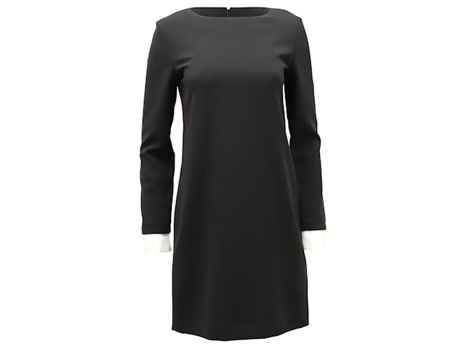 Theory Long-sleeved Mini Dress with Bateau Neckline in Black Triacetate Synthetic  ref.900139