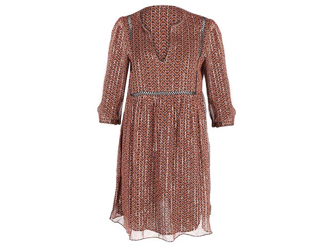 Ba&sh mangas de malha minivestido em viscose com estampa laranja