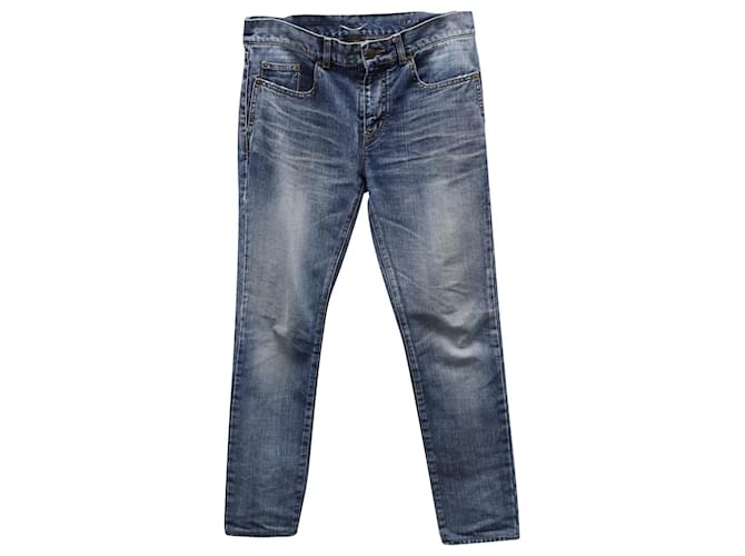 Saint Laurent Slim Fit Jeans in Blue Cotton  ref.900183