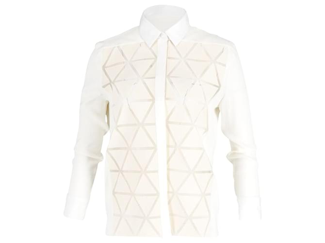 Camisa de algodón color crema con botones geométricos de Victoria Beckham Blanco Crudo  ref.900187