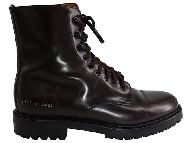 Autre Marque Common Projects Lace Up Combat Boots in Brown Leather  ref.900212