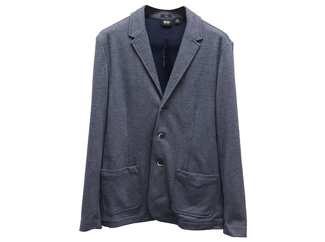 Blazer de sastre de corte slim en algodón azul de Hugo Boss