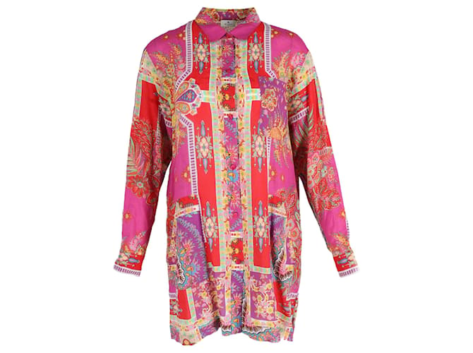 Etro Sardegna Printed Shirt Dress in Pink Ramie Python print  ref.900220