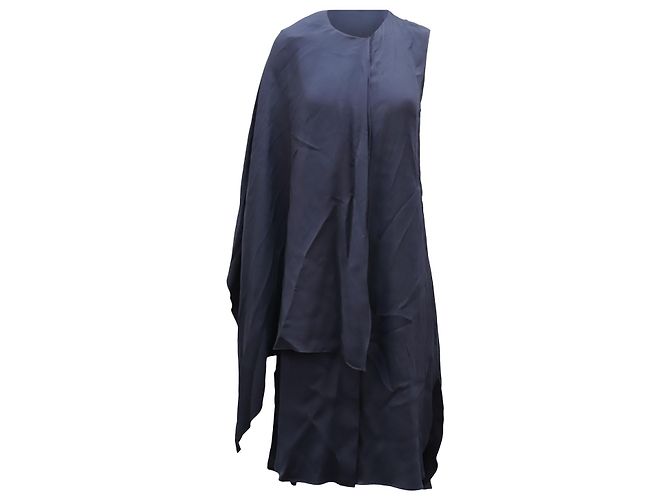 Abito mantella Adam Lippes in viscosa blu navy