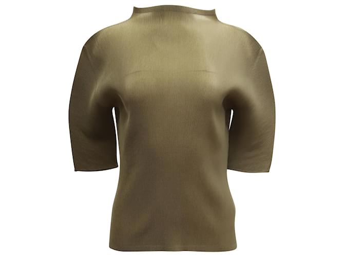 Issey Miyake Pleats Please Structured Top in Olive Polyester  Green Olive green  ref.900250