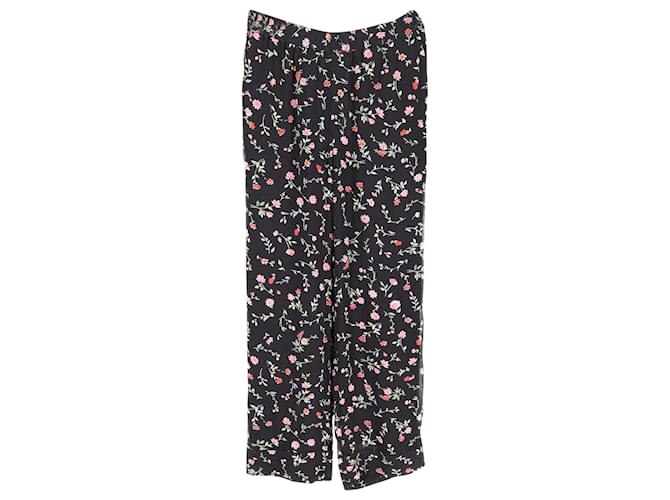 Pantalones Ganni de pernera recta de crepé en viscosa con estampado floral Fibra de celulosa  ref.900264