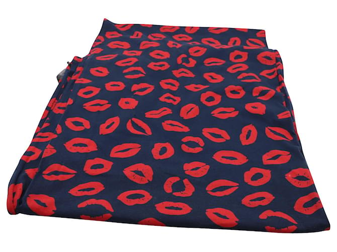 Marc Jacobs Kiss Print Scarf in Blue Cotton  ref.900290