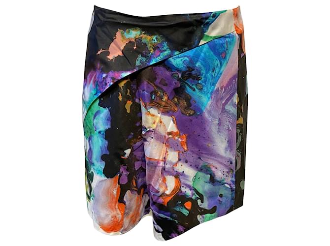 Chloé Chloe Color Splash Asymmetrical Skirt in Multicolor Silk Multiple colors  ref.900291