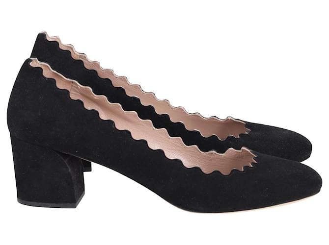 Chloé Sapatos Lauren com recortes Chloe em camurça preta Preto Suécia  ref.900295