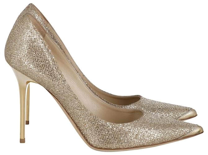Sapatos Jimmy Choo Abel em Gold Lame Dourado Metálico Couro  ref.900299