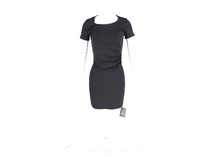 Gerafftes Minikleid von Theory aus schwarzer Viskose