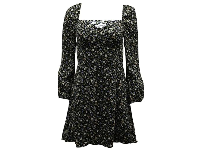 Reformation Remi Mini Dress in Floral Viscose Black Cellulose fibre  ref.900332