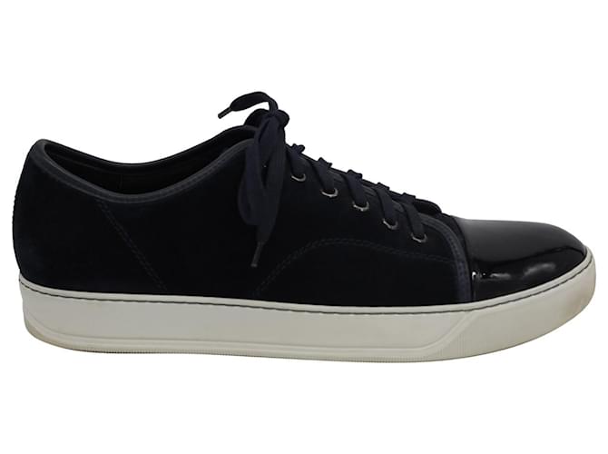 Lanvin Toe-Cap Sneakers in Navy Blue Velvet  ref.900334