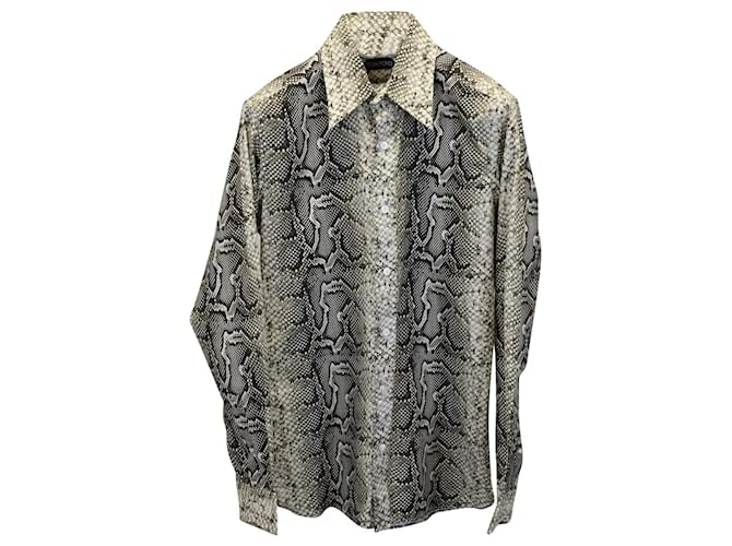 Tom Ford Snake Printed Slim Fit Shirt in Animal Print Cotton  ref.900337