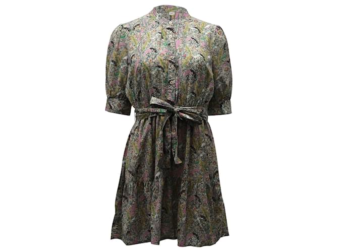 Ba&sh Tie Front Gathered Mini Dress in Floral Print Cotton  ref.900358