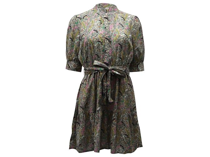 Ba&sh Minivestido franzido com amarração frontal em algodão com estampa floral Impressão em python