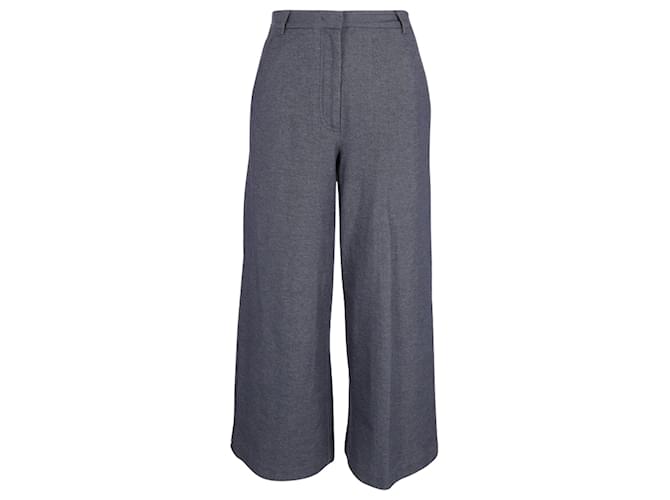 Max Mara Wide Leg Trousers in Navy Blue Cotton  ref.900388