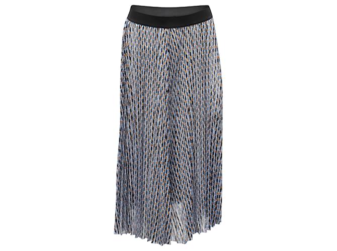 Maje Geometric Pleated Full Length Skirt in Multicolor Polyester Multiple colors  ref.900392