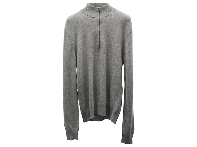 Theory Pullover mit halbem Reißverschluss aus grauem Kaschmir