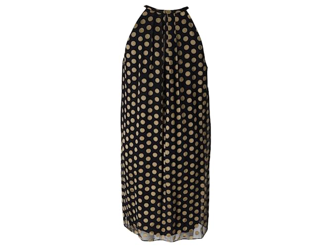 Diane Von Furstenberg Polka-Dotted Halter Mini Dress in Black Rayon Cellulose fibre  ref.900413