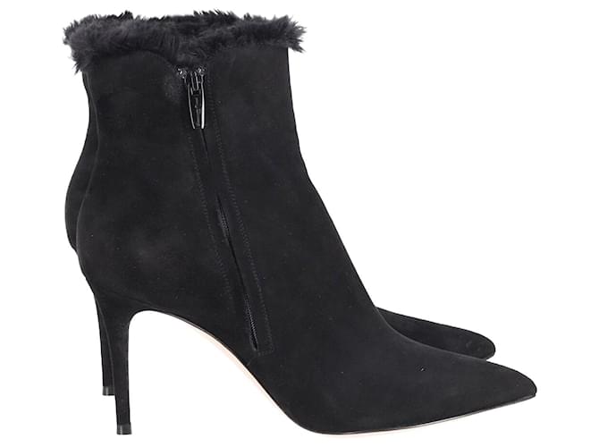Gianvito Rossi Fur Lined Ankle Boots in Black Suede  ref.900471