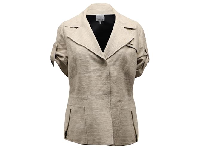 Akris Punto Wide Collar Jacket in Beige Silk   ref.900523