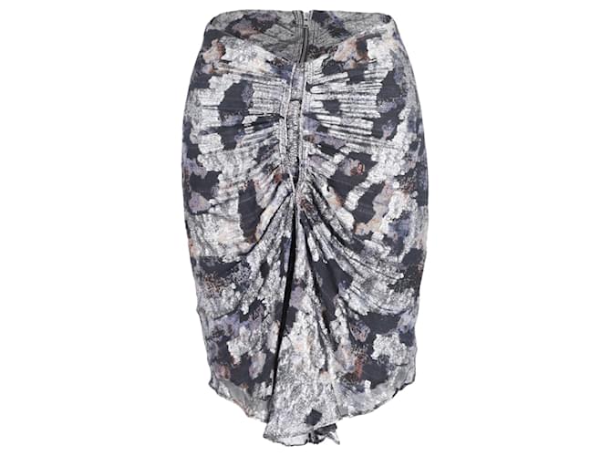 Isabel Marant Ruched Mini Skirt in Silver Silk Silvery Metallic  ref.900524