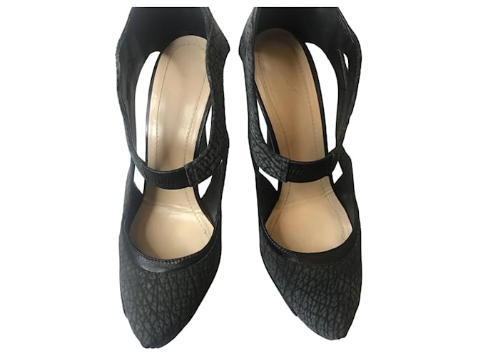 Aperlai heeled sandals Dark grey Leather  ref.900536