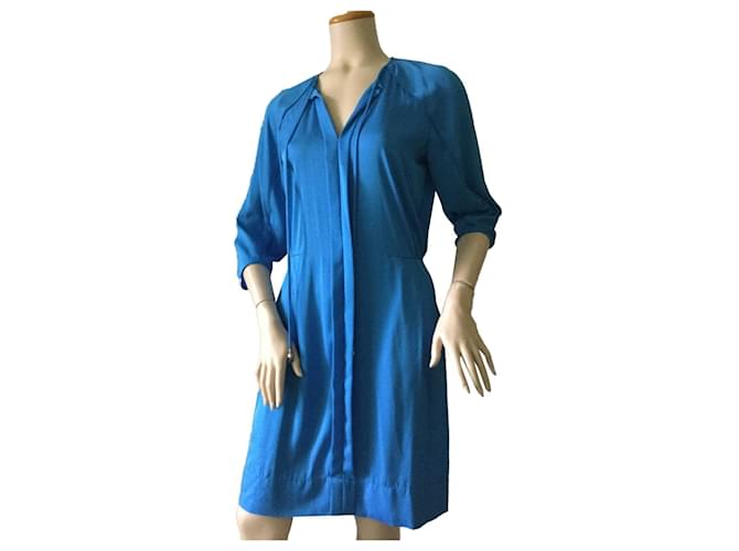 Diane Von Furstenberg DvF Apona silk dress in Royal Blue Elastane  ref.900540