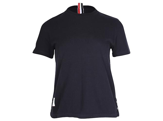 Thom Browne RWB Back Stripe Relax Fit Tee in Navy Cotton Blue Navy blue  ref.901182