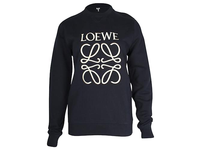 Sudadera con logo Loewe bordado en algodón azul marino  ref.901187