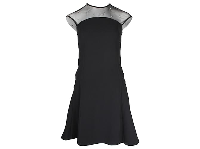 Sandro Embellished Mini Dress in Black Polyester  ref.901195