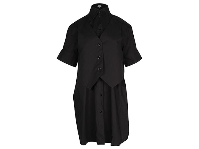 Maison Martin Margiela Maison Margiela Vest Robe chemise superposée en coton noir  ref.901200
