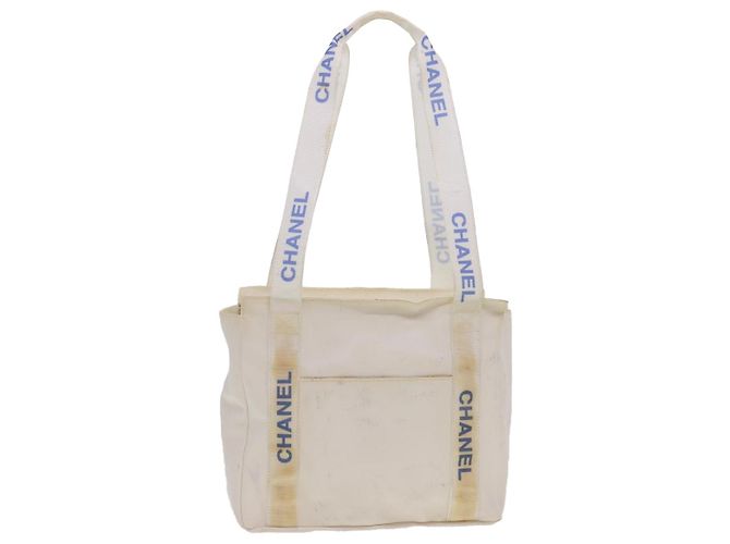 CHANEL Borsa a tracolla Nylon Bianco CC Auth bs4932