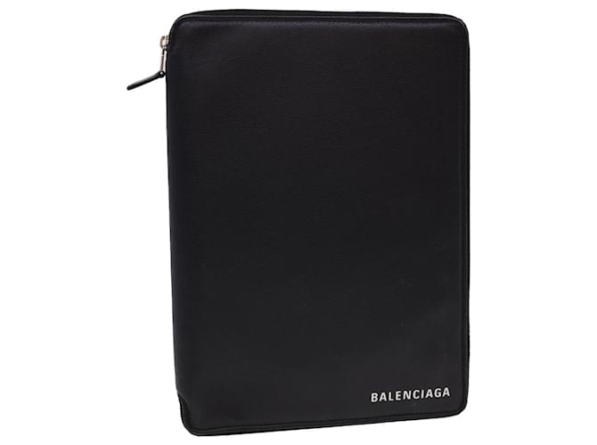 BALENCIAGA Clutch Bag iPad Hülle Leder Schwarz Auth am4187  ref.901321