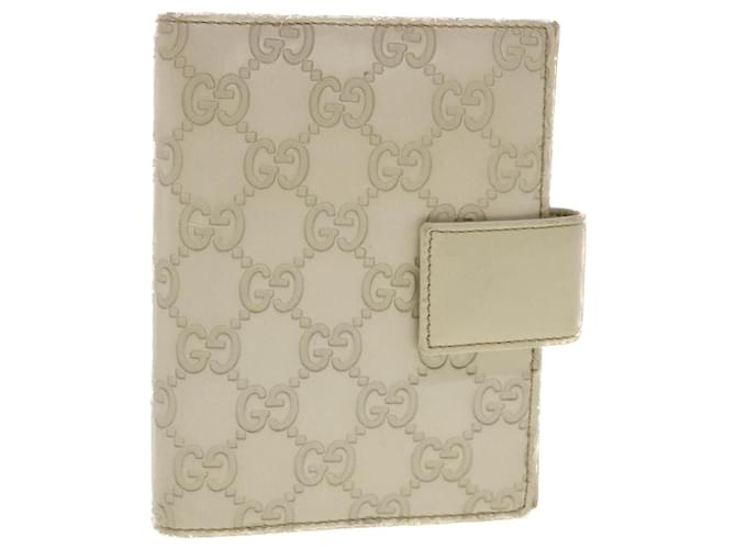 GUCCI Gucci Shima GG Day Planner Cover Cuir Blanc 115240 Authentification4213  ref.901335