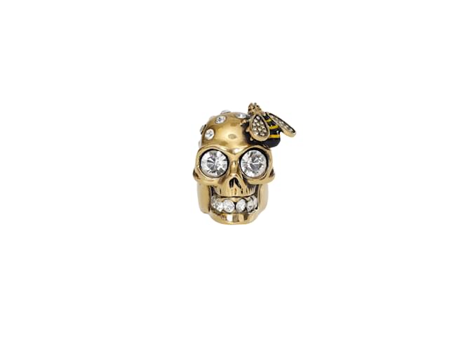 Alexander McQueen Skull & Bee Ring in Metallic